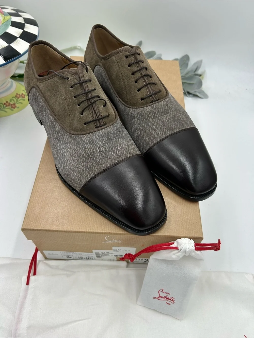 Men's Christian Louboutin Gregory velvet Twill and Leather Oxford's size 43
